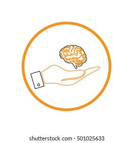 hand holding a Brain.  Mind and science