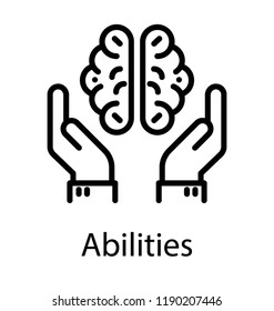 Hand holding brain showing abilities concept