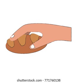 Hand holding a bread