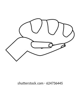 hand holding bread miracle symbol outline