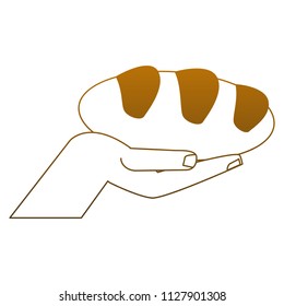 Hand holding bread in yellow lines