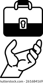 A hand holding a briefcase