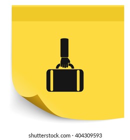 Hand holding briefcase icon.