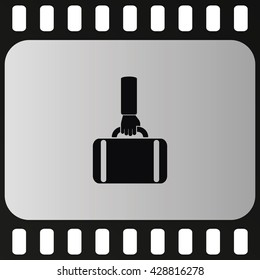 Hand holding briefcase icon.