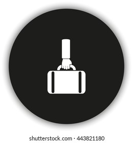 Hand holding briefcase icon.