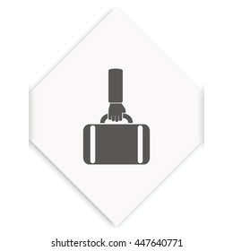Hand holding briefcase icon.