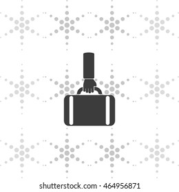 Hand holding briefcase icon.