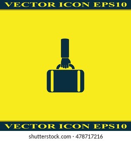 Hand holding briefcase icon.