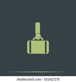 Hand holding briefcase icon.