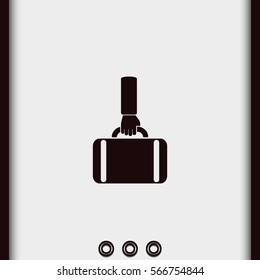 Hand holding briefcase icon.