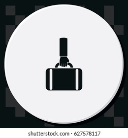 Hand holding briefcase icon.