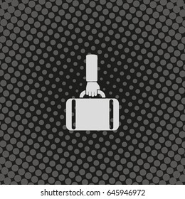 Hand holding briefcase icon.
