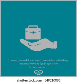 hand holding briefcase vector icon
