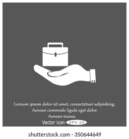 hand holding briefcase vector icon