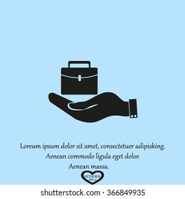 hand holding briefcase vector icon