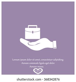 hand holding briefcase vector icon