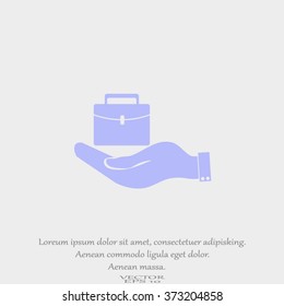 hand holding briefcase vector icon