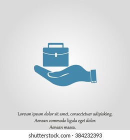 hand holding briefcase vector icon