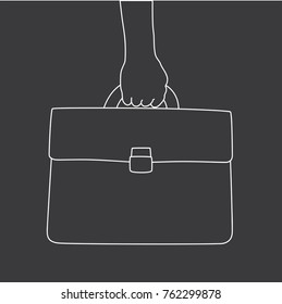 Hand holding a briefcase, vector illustration design. Hands collection.