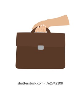 Hand holding a briefcase, vector illustration design. Hands collection.