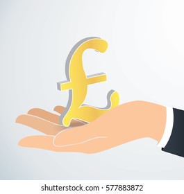 hand holding British Pound icon vector  