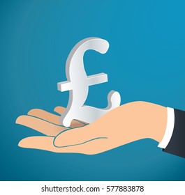 hand holding British Pound icon vector  