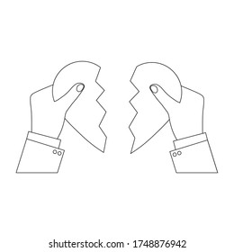 hand holding broken heart flat vector	
