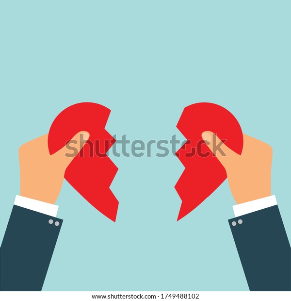 Hand Holding Broken Heart Flat Vector Stock Vector (Royalty Free ...