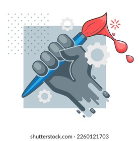 Mano sosteniendo un pincel - Industria creativa - Ilustración de acciones como archivo EPS 10