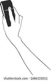 A hand holding brush erase on white background.