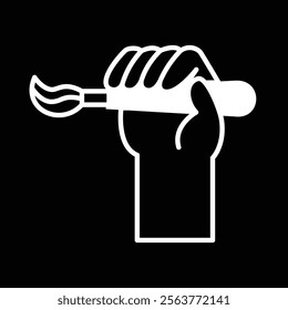 Hand holding brush illustration vector graphic outline icon