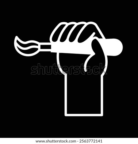 Hand holding brush illustration vector graphic outline icon