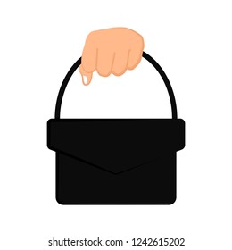 Hand holding a bucket. Vector illustration design