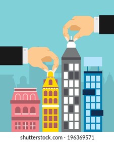 hand holding building miniature, business concept