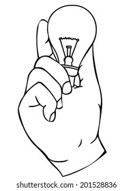 Hand holding bulb
