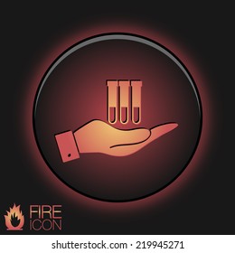 hand holding a bulb or beaker.  symbol icon of medicine or chemistry . the study of science
