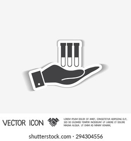 hand holding a bulb or beaker.  symbol icon of medicine or chemistry . the study of science