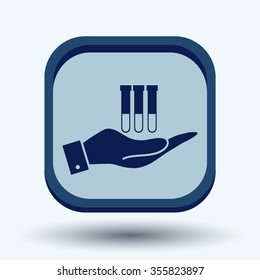 hand holding a bulb or beaker.  symbol icon of medicine or chemistry . the study of science