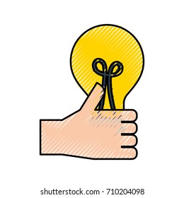 hand holding bulb creativity innovation concept