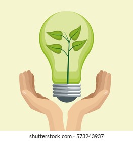 hand holding bulb green energy