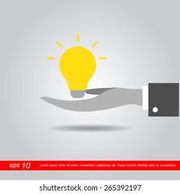 hand holding bulb icon vector illustration eps10