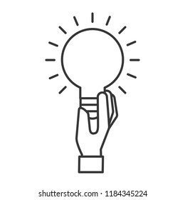 hand holding bulb idea creativity symbol