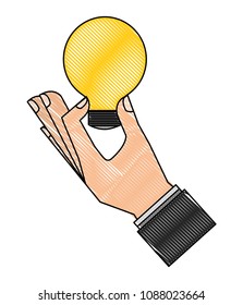 hand holding bulb light idea creativity
