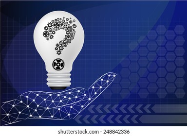 hand holding bulb with question mark
