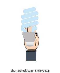 hand holding bulb saving energy light vector illustration eps 10