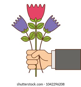 hand holding bunch flower natural decoration