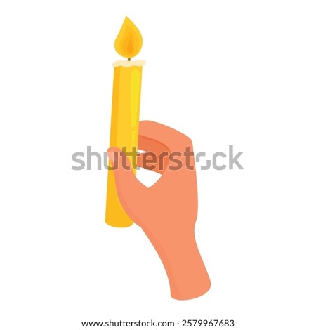 Hand is holding a burning candle, providing a warm and comforting light in the surrounding darkness