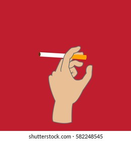 Hand, holding burning cigarette