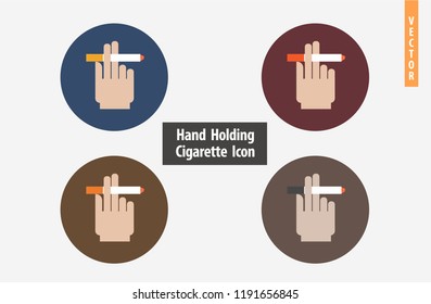 Hand Holding Burning Cigarette Icon.