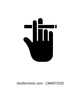 Hand holding burning cigarette icon. Smoker's hand. Vector isolated illustration.